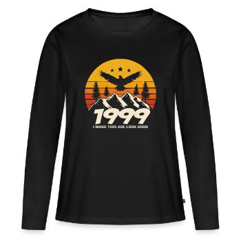 1999 anniversaire 1999 né en 1999 anniversaire - T-shirt manches longues Premium bio Femme - noir - Devant - Julia (174cm)