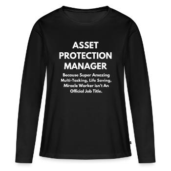 Gestionnaire de Protection des Actifs - T-shirt manches longues Premium bio Femme - noir - Devant - Julia (174cm)