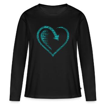 Großes Herz, Herz, Pfeil mit Liebe, Liebesherz  - Frauen Premium Bio Langarmshirt - Schwarz - Vorne - Julia (174cm)