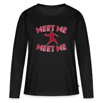 Rencontre-moi en position de cour - T-shirt manches longues Premium bio Femme - noir - Devant - Julia (174cm)