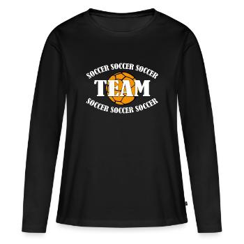 SOCCER-TEAM - Frauen Premium Bio Langarmshirt - Schwarz - Vorne - Julia (174cm)
