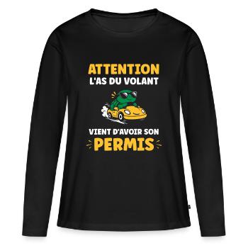 Driver's license humor - Women's Premium Organic Long Sleeve Shirt - black - Front - Julia (174cm)