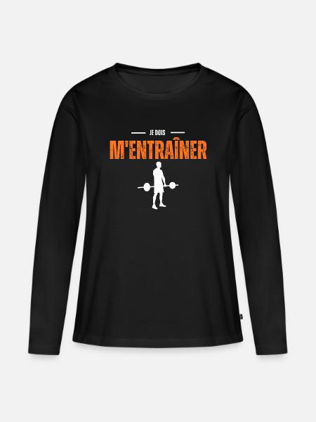 Trainiert mich: Langhantel-Bestimmung - Frauen Premium Bio Langarmshirt - Schwarz