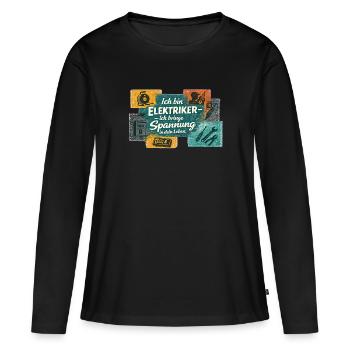 Electrician: Tension in life - Women's Premium Organic Long Sleeve Shirt - black - Front - Julia (174cm)