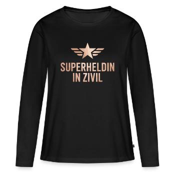 Super-héroïne en costume de super-héros civil - T-shirt manches longues Premium bio Femme - noir - Devant - Julia (174cm)