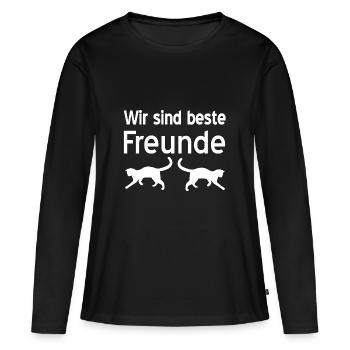 félin - T-shirt manches longues Premium bio Femme - noir - Devant - Julia (174cm)