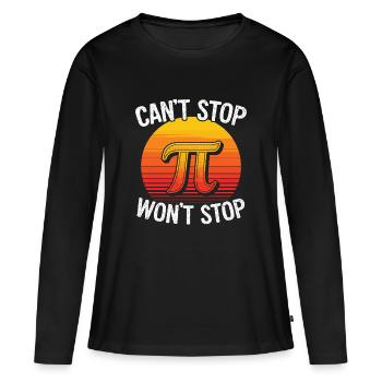 Pi Power Retro Sonnenuntergang - Frauen Premium Bio Langarmshirt - Schwarz - Vorne - Julia (174cm)