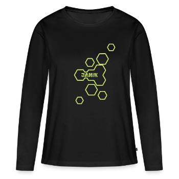 Style Janik - T-shirt manches longues Premium bio Femme - noir - Devant - Julia (174cm)