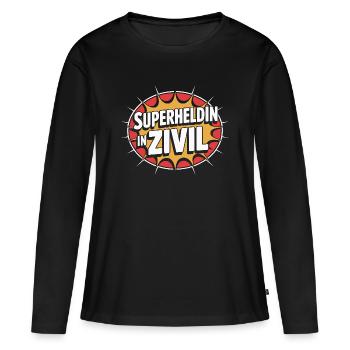 Super-héroïne en costume de super-héros civil - T-shirt manches longues Premium bio Femme - noir - Devant - Julia (174cm)
