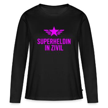 Super-héroïne en costume de super-héros civil - T-shirt manches longues Premium bio Femme - noir - Devant - Julia (174cm)