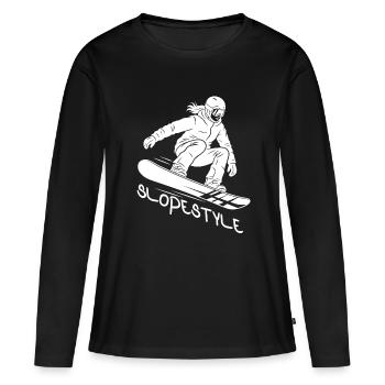 Cadeau d’action de snowboard Slopestyle - T-shirt manches longues Premium bio Femme - noir - Devant - Julia (174cm)