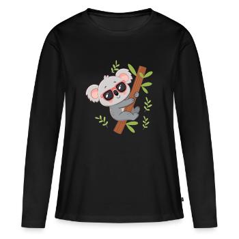 Koala branché sur branche tropicale - T-shirt manches longues Premium bio Femme - noir - Devant - Julia (174cm)