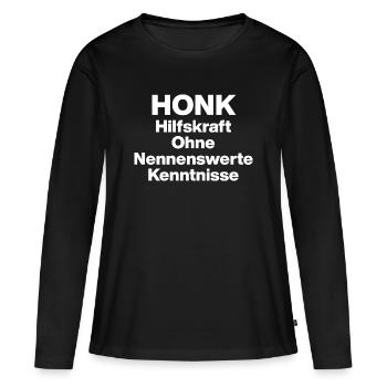 KLAXONNE AUXILIAIRE MALADE SANS CONNAISSANCE NERWERT. SARCASME - T-shirt manches longues Premium bio Femme - noir - Devant - Julia (174cm)