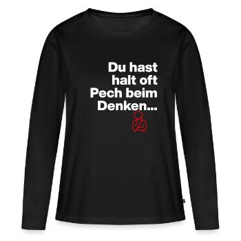 TU AS JUSTE DE LA MALCHANCE EN PENSANT. DON DE SARCASME - T-shirt manches longues Premium bio Femme - noir - Devant - Julia (174cm)