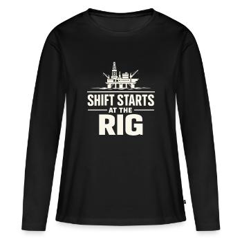 Surface de forage de forage offshore Surface de forage - T-shirt manches longues Premium bio Femme - noir - Devant - Julia (174cm)