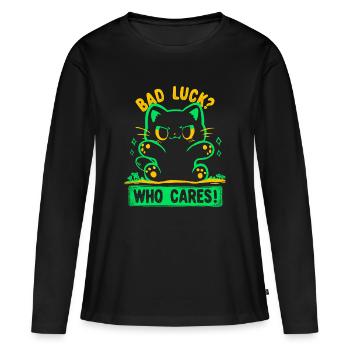 Pas de chance : Qui s’en soucie - T-shirt manches longues Premium bio Femme - noir - Devant - Julia (174cm)