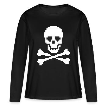 Os croisés du crâne pixel - T-shirt manches longues Premium bio Femme - noir - Devant - Julia (174cm)