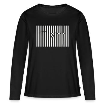 Barcode Illusion  - Frauen Premium Bio Langarmshirt - Schwarz - Vorne - Julia (174cm)