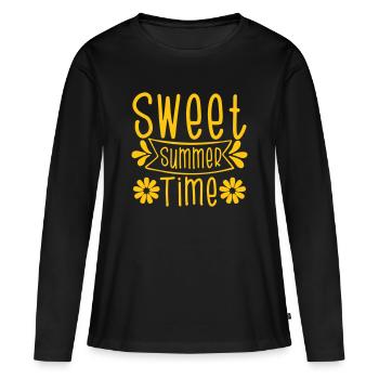 L’été, l’été, enfin l’été. - T-shirt manches longues Premium bio Femme - noir - Devant - Julia (174cm)