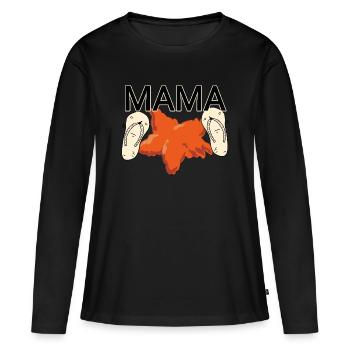 Maman sur la plage - T-shirt manches longues Premium bio Femme - noir - Devant - Julia (174cm)