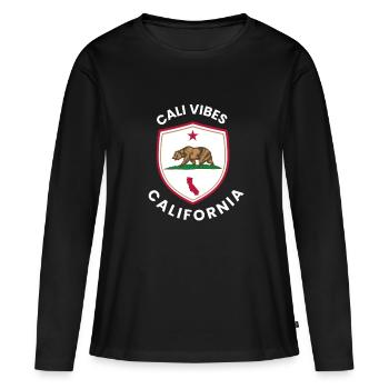 Cali Vibes California Shield - T-shirt manches longues Premium bio Femme - noir - Devant - Julia (174cm)
