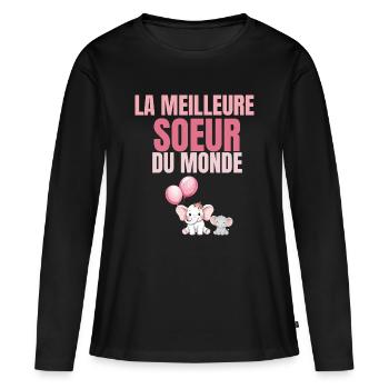 The Best Sister in the Pink World - Women's Premium Organic Long Sleeve Shirt - black - Front - Julia (174cm)