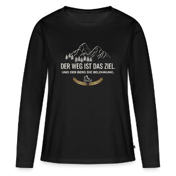 Le voyage est la récompense. Et la montagne est la récompense - T-shirt manches longues Premium bio Femme - noir - Devant - Julia (174cm)