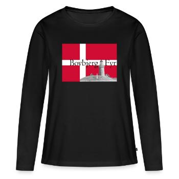 Bovbjerg Fyr auf Dänischer Flagge - Frauen Premium Bio Langarmshirt - Schwarz - Vorne - Julia (174cm)