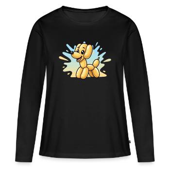 Luftballon Hund im Sonnenlicht - Frauen Premium Bio Langarmshirt - Schwarz - Vorne - Julia (174cm)