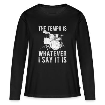 Le Tempo est... Batteur Batteur drôle - T-shirt manches longues Premium bio Femme - noir - Devant - Julia (174cm)