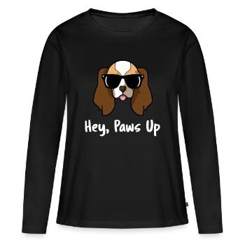 Hey Paws Up Cavalier King Charles Spaniel Kunst - Frauen Premium Bio Langarmshirt - Schwarz - Vorne - Julia (174cm)