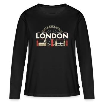 London Skyline and Ferris Wheel - Women's Premium Organic Long Sleeve Shirt - black - Front - Julia (174cm)