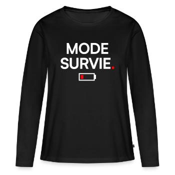 SURVIVAL MODE | Minimal humor, fatigue - Women's Premium Organic Long Sleeve Shirt - black - Front - Julia (174cm)