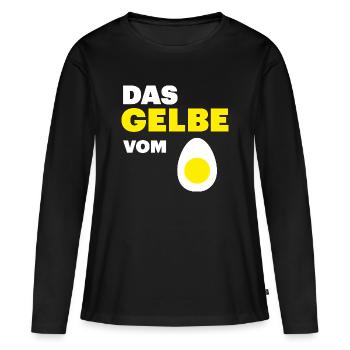 Hühner Fans -  Hahn - Gockel - Eigelb - Frauen Premium Bio Langarmshirt - Schwarz - Vorne - Julia (174cm)