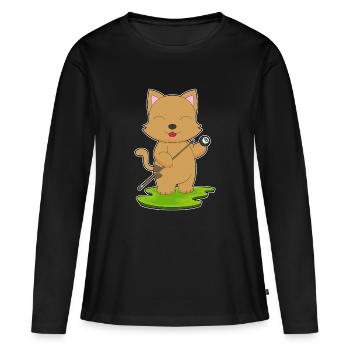 Chat Billiard Cue Sport - T-shirt manches longues Premium bio Femme - noir - Devant - Julia (174cm)