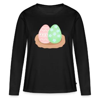 Pastell-Osterei-Duo im Nest - Frauen Premium Bio Langarmshirt - Schwarz - Vorne - Julia (174cm)
