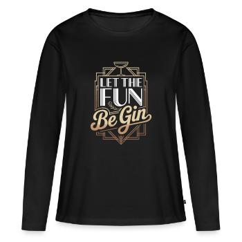 Gin Que le plaisir soit Gin & Tonic Fête des Amateurs Gin - T-shirt manches longues Premium bio Femme - noir - Devant - Julia (174cm)