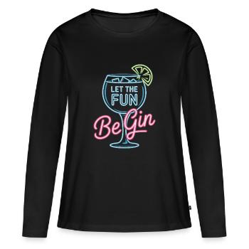 Gin Que le plaisir soit Gin & Tonic Fête des Amateurs Gin - T-shirt manches longues Premium bio Femme - noir - Devant - Julia (174cm)