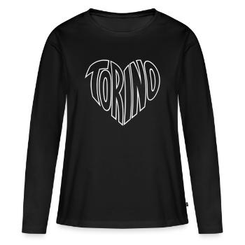 Turin, Turin Typographie du cœur - T-shirt manches longues Premium bio Femme - noir - Devant - Julia (174cm)