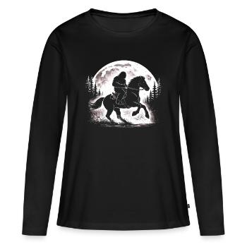 Bigfoot Reiten - Frauen Premium Bio Langarmshirt - Schwarz - Vorne - Julia (174cm)