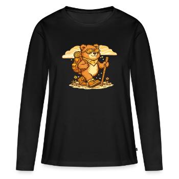 Wanderbär en voyage de découverte - T-shirt manches longues Premium bio Femme - noir - Devant - Julia (174cm)