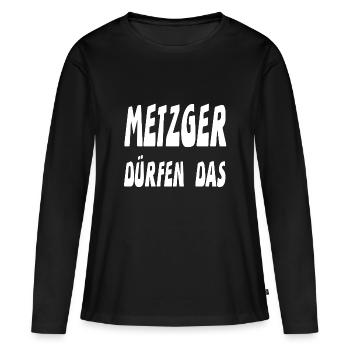 Metzger - Frauen Premium Bio Langarmshirt - Schwarz - Vorne - Julia (174cm)