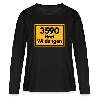 OLD POSTCODE POSTCODE RETRO 3590 BAD WILDUNGEN - Women's Premium Organic Long Sleeve Shirt - black - Front - Julia (174cm)