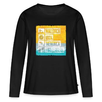 Balearen Inseln Retro Stempel - Frauen Premium Bio Langarmshirt - Schwarz - Vorne - Julia (174cm)