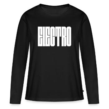 Glyphes verticaux monochromes - T-shirt manches longues Premium bio Femme - noir - Devant - Julia (174cm)