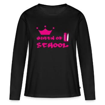 Reine de la Cour d'École : Design Girly Couronné - T-shirt manches longues Premium bio Femme - noir - Devant - Julia (174cm)