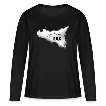 Siciliana Doc Damen & Kinder T-Shirt  - Frauen Premium Bio Langarmshirt - Schwarz - Vorne - Julia (174cm)