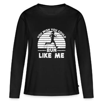 Marathonien, j’aimerais pouvoir courir comme moi - T-shirt manches longues Premium bio Femme - noir - Devant - Julia (174cm)