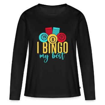 Jeu de bingo Je bingo Mon meilleur bingo - T-shirt manches longues Premium bio Femme - noir - Devant - Julia (174cm)