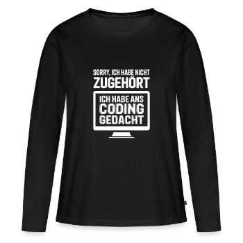 Ich habe Coding gedacht - Frauen Premium Bio Langarmshirt - Schwarz - Vorne - Julia (174cm)